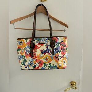 DANA BUCHMAN Rose Floral Tote Multicolor 17" X 12" X 3.5"